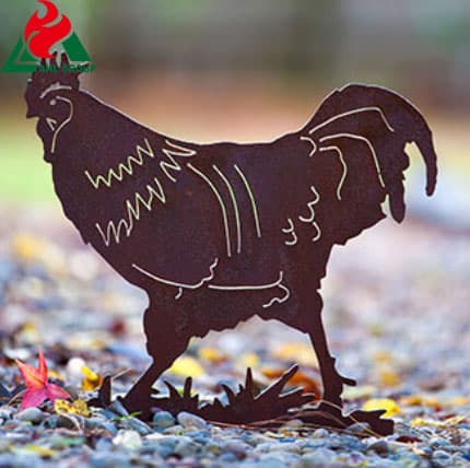 Rust Rooster Walking For Outdoor Furniture