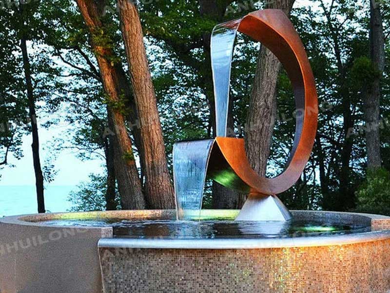 Backyard Corten Water Fountain For Garden Design Paris